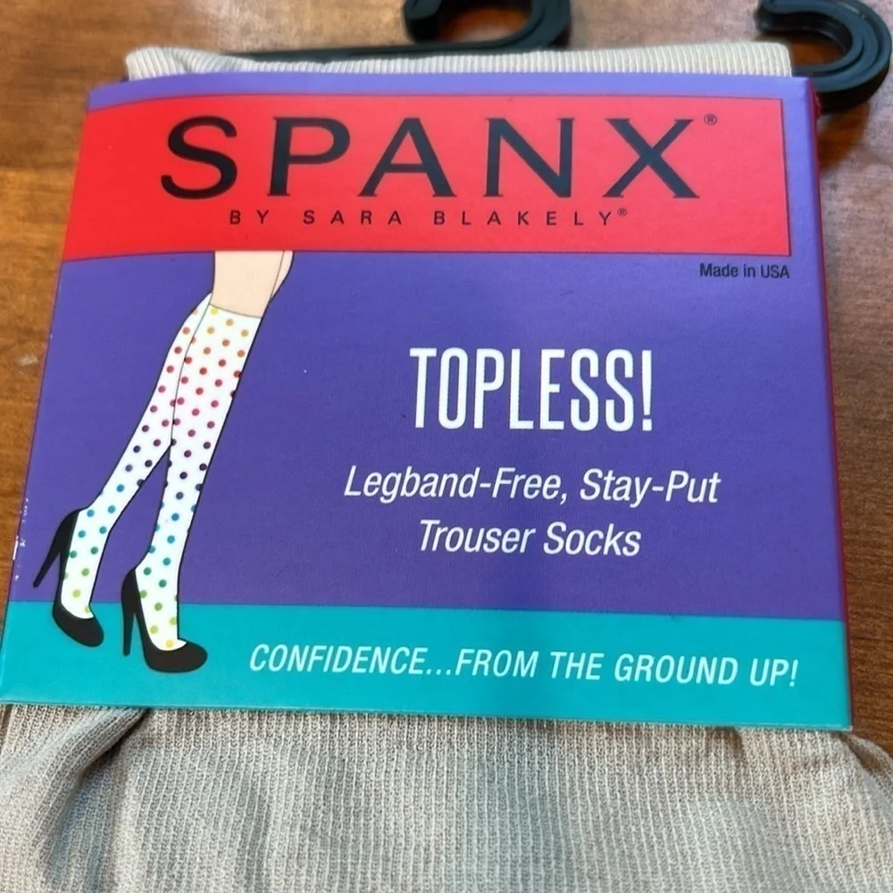 Spanx chino flat topless trouser socks size regular neutral cream new